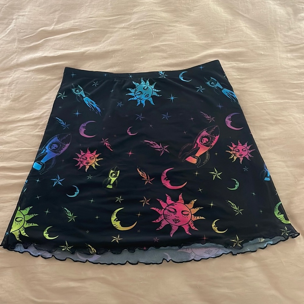 Rave Festival Sun & Moon Neon Printed Skirt